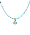 Blue Turquoise Cros Golden Pendant Necklace - Barse Jewelry