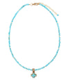Blue Turquoise Cros Golden Pendant Necklace - Barse Jewelry