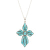 Blue Turquoise Cross Pendant Sterling Silver Necklace - Barse Jewelry
