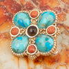 Blue Turquoise Golden Brooch Pin and Pendant - Barse Jewelry