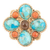 Blue Turquoise Golden Brooch Pin and Pendant - Barse Jewelry