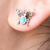 Blue Turquoise Golden Honey Bee Earrings - Barse Jewelry
