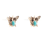 Blue Turquoise Golden Honey Bee Earrings - Barse Jewelry