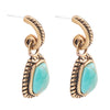Blue Turquoise Golden Roped Earrings - Barse Jewelry
