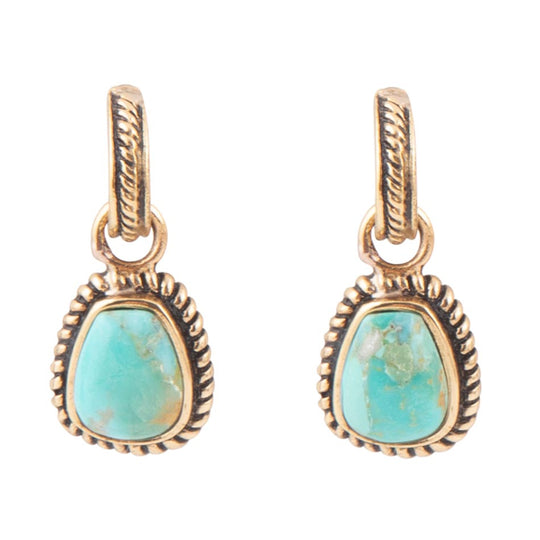 Blue Turquoise Golden Roped Earrings