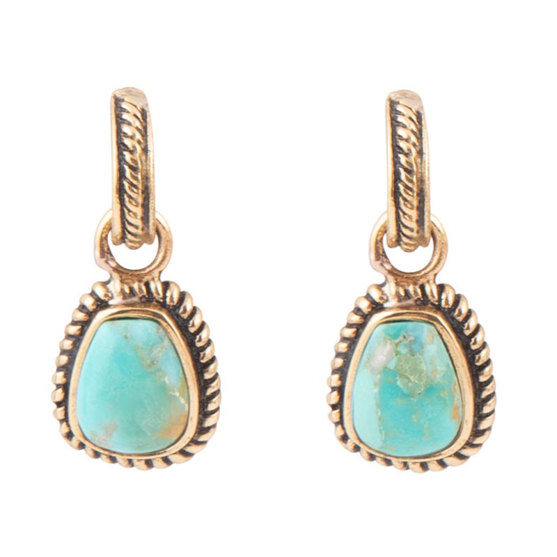 Blue Turquoise Golden Roped Earrings - Barse Jewelry
