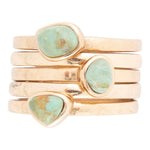 Blue Turquoise Golden Stacking Ring Set - Barse Jewelry