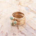 Blue Turquoise Golden Stacking Ring Set - Barse Jewelry