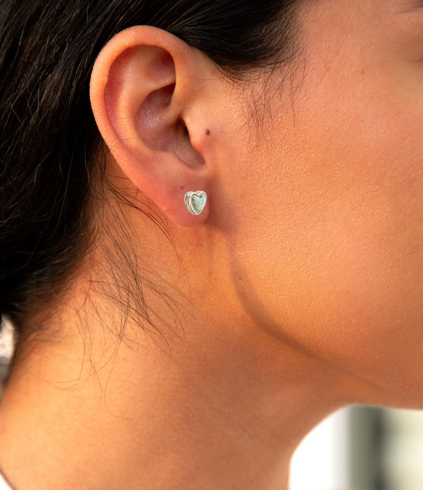 Blue Turquoise Golden Stud Earrings - Barse Jewelry