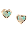 Blue Turquoise Golden Stud Earrings - Barse Jewelry