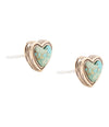 Blue Turquoise Golden Stud Earrings - Barse Jewelry