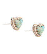Blue Turquoise Golden Stud Earrings - Barse Jewelry