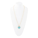 Blue Turquoise Heart Pendant Golden Necklace - Barse Jewelry