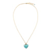Blue Turquoise Heart Pendant Golden Necklace - Barse Jewelry