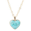Blue Turquoise Heart Pendant Golden Necklace - Barse Jewelry
