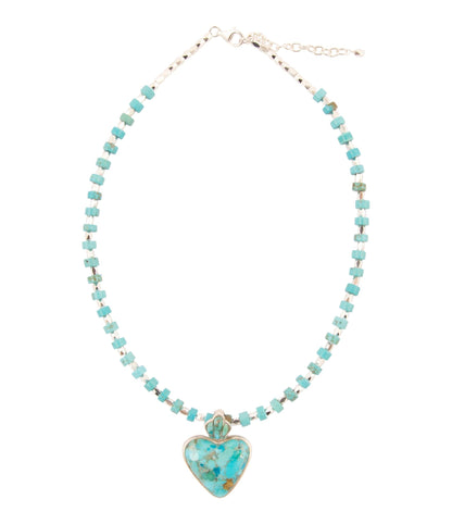 Blue Turquoise Heart Sterling Silver Pendant Necklace - Barse Jewelry