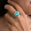 Blue Turquoise Heart Sterling Silver Statement Ring - Barse Jewelry