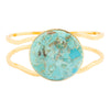 Blue Turquoise Hinged Golden Cuff Bracelet - Barse Jewelry