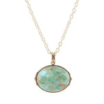 Blue Turquoise Long Golden Chain Necklace - Barse Jewelry