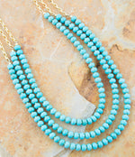 Blue Turquoise Magnesite Golden Mecklace - Barse Jewelry
