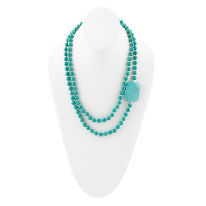 Blue Turquoise Magnesite Stone Knotted Necklace - Barse Jewelry