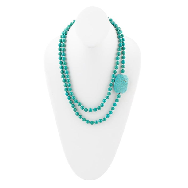 Blue Turquoise Magnesite Stone Knotted Necklace - Barse Jewelry