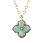 Blue Turquoise Maltese Golden Cross Pendant - Barse Jewelry