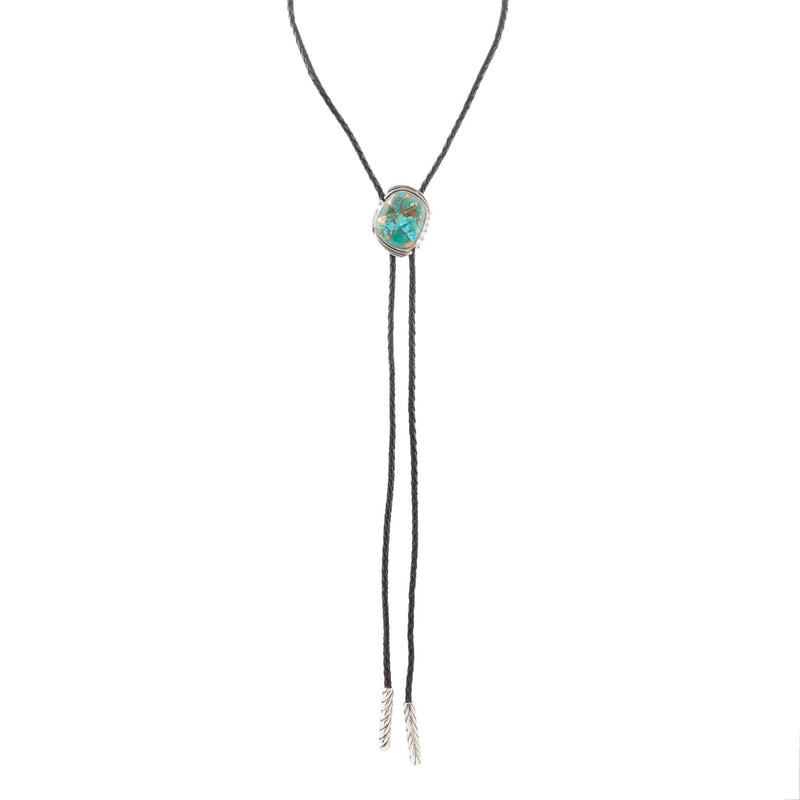 Blue Turquoise Matrix Sterling Silver Bolo Tie Necklace – Barse