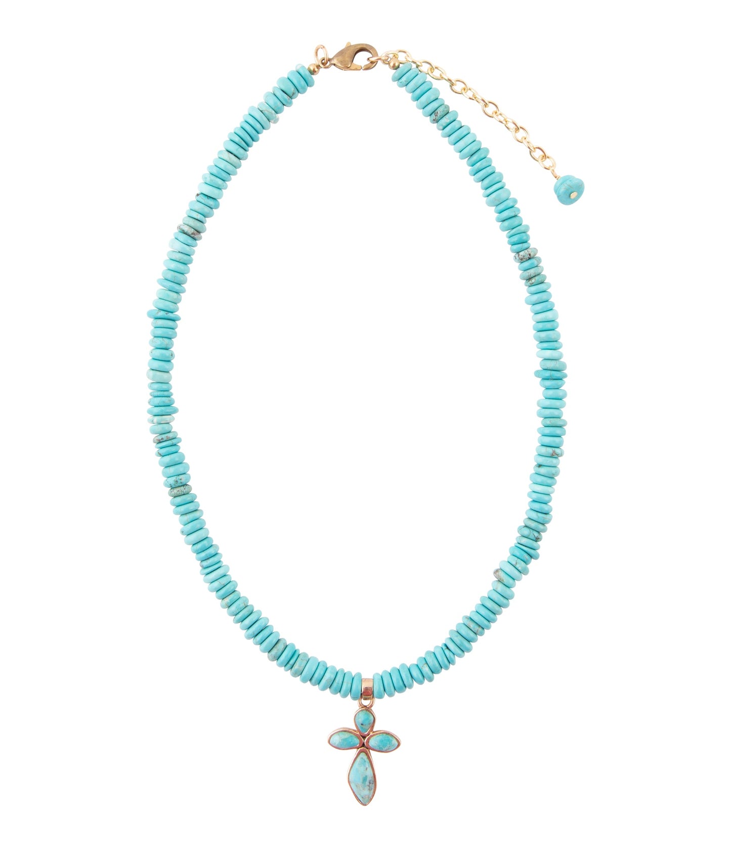 Blue Turquoise on the Cross Pendant Necklace - Barse Jewelry