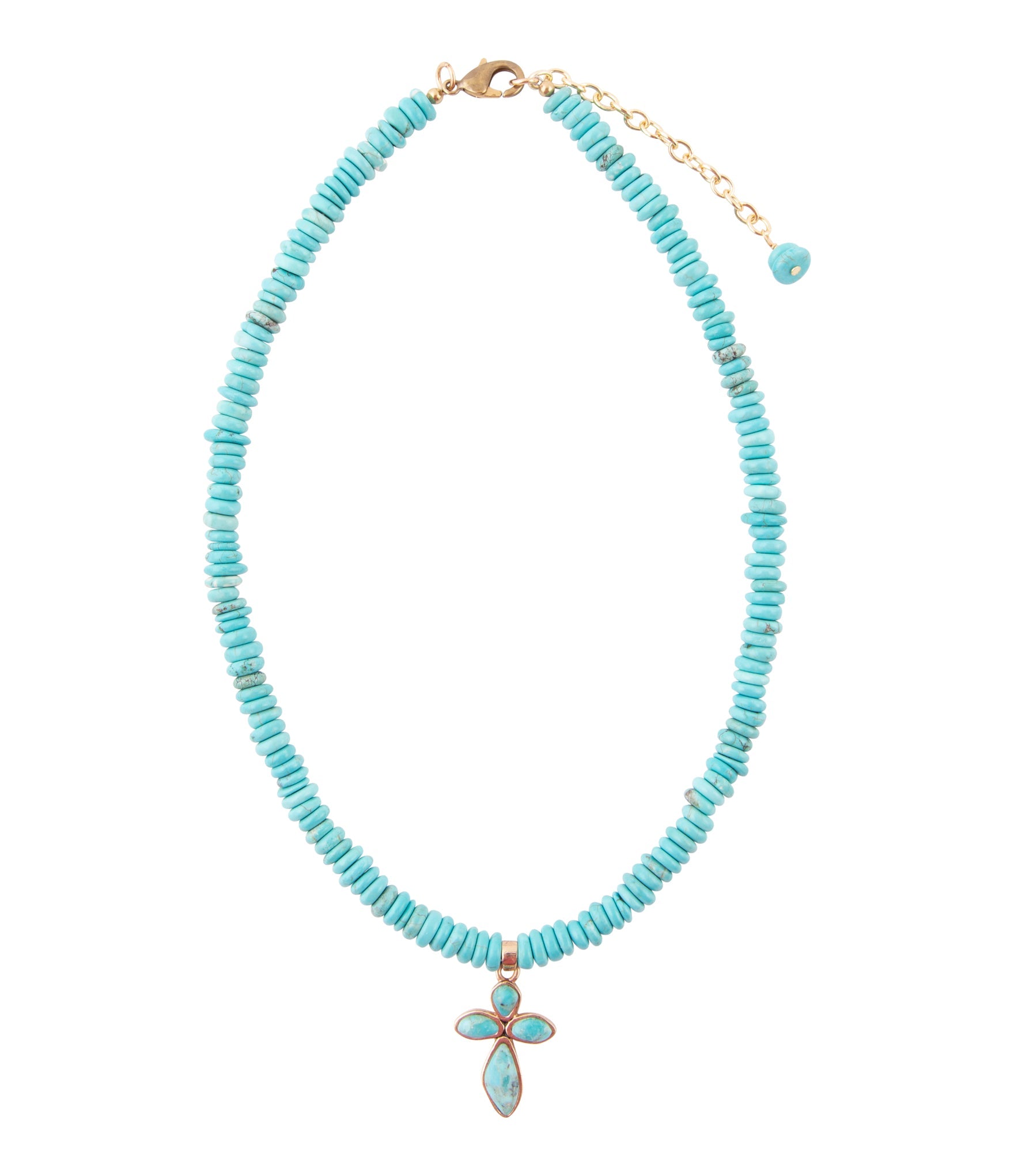 Blue Turquoise on the Cross Pendant Necklace - Barse Jewelry