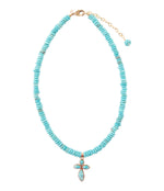 Blue Turquoise on the Cross Pendant Necklace - Barse Jewelry