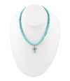 Blue Turquoise on the Cross Pendant Necklace - Barse Jewelry