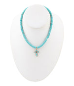 Blue Turquoise on the Cross Pendant Necklace - Barse Jewelry