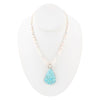 Blue Turquoise Pendant and White Pearl Sterling Silver Necklace - Barse Jewelry