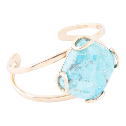 Blue Turquoise Rhombus Statement Cuff Bracelet - Barse Jewelry