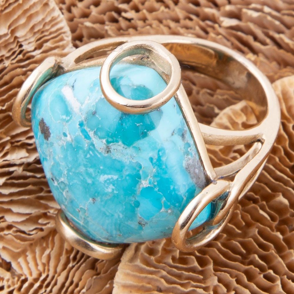 Blue Turquoise Rhombuse Statement Ring - Barse Jewelry