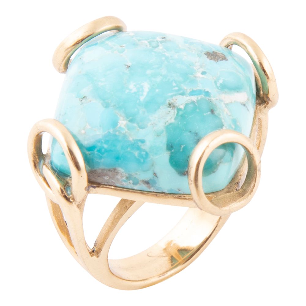 Blue Turquoise Rhombuse Statement Ring - Barse Jewelry