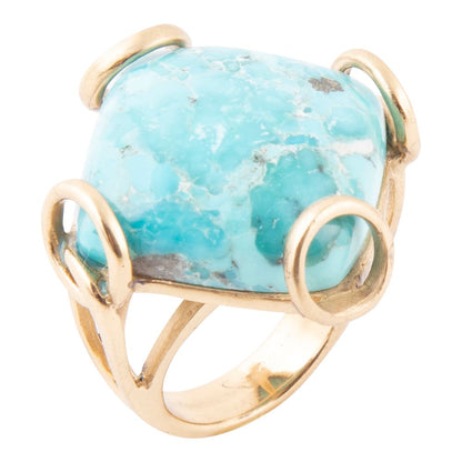 Blue Turquoise Rhombuse Statement Ring - Barse Jewelry