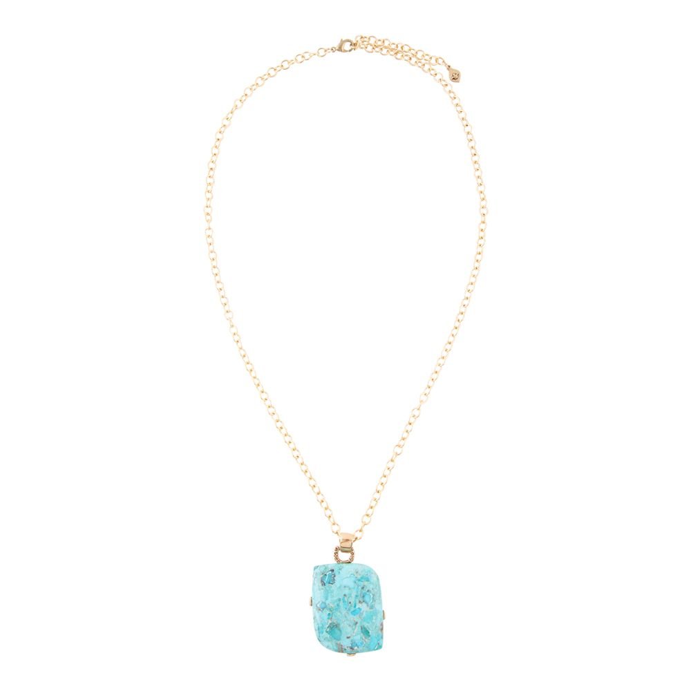 Blue Turquoise Riche Pendant Chain Necklace - Barse Jewelry
