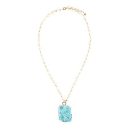 Blue Turquoise Riche Pendant Chain Necklace - Barse Jewelry
