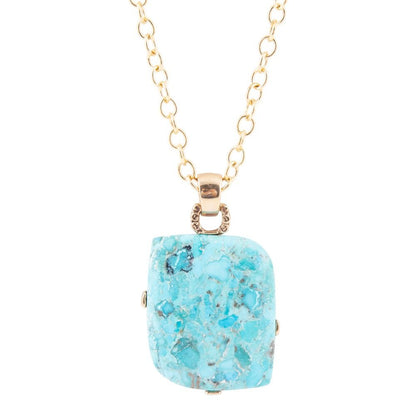Blue Turquoise Riche Pendant Chain Necklace - Barse Jewelry