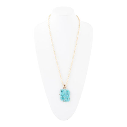 Blue Turquoise Riche Pendant Chain Necklace - Barse Jewelry