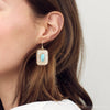 Blue Turquoise Stacked Golden Linen Earrings - Barse Jewelry