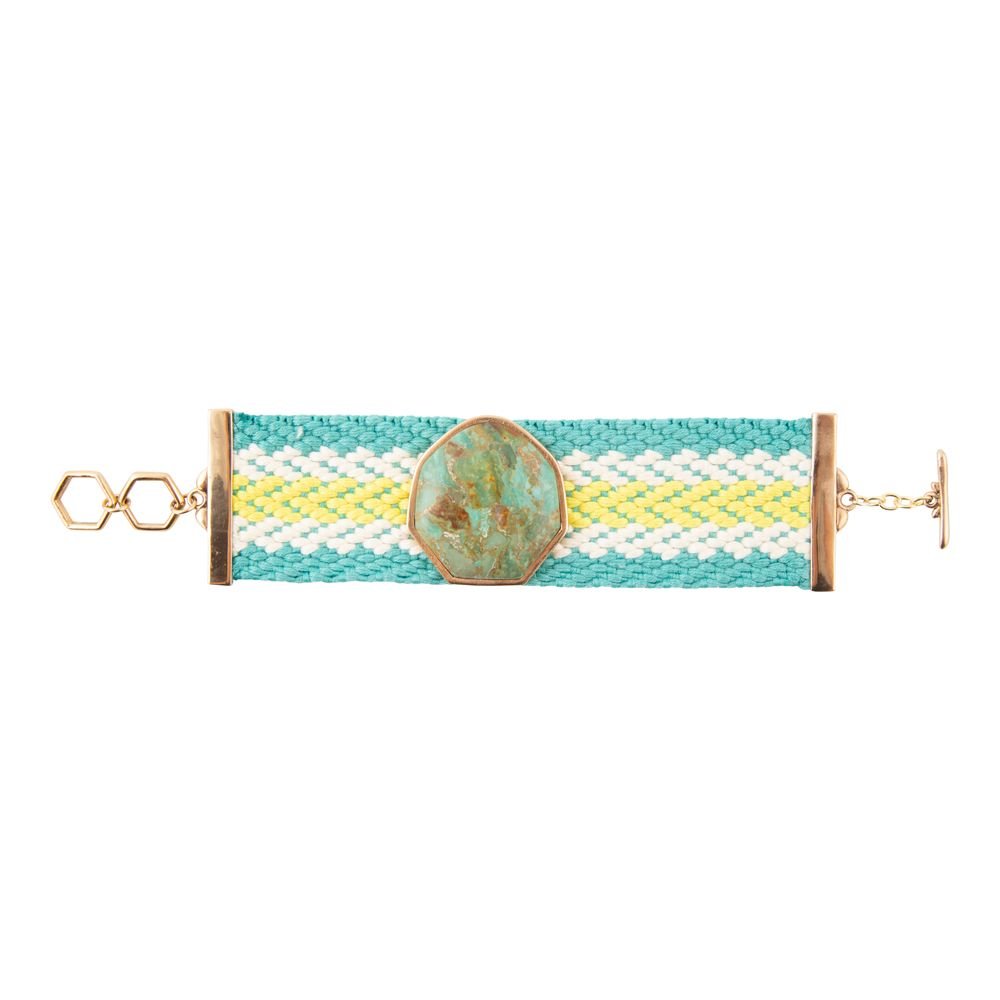 Blue Turquoise Textile Blues Woven Bracelet - Barse Jewelry