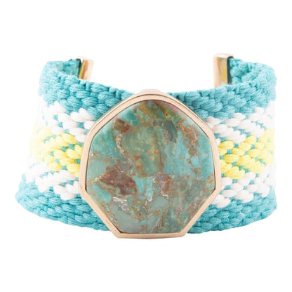 Blue Turquoise Textile Blues Woven Bracelet - Barse Jewelry