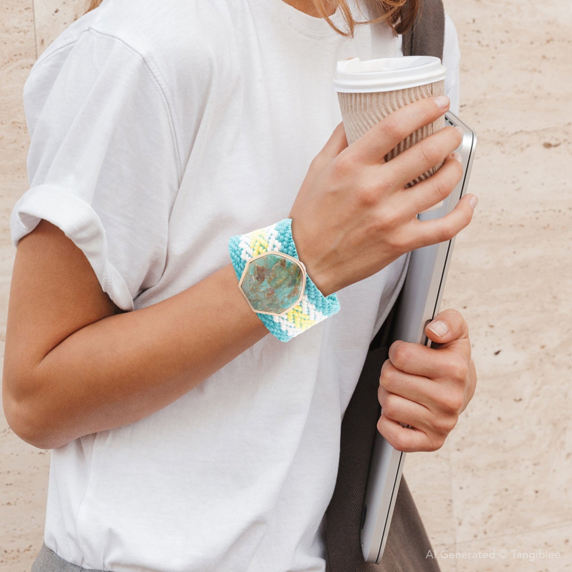 Blue Turquoise Textile Blues Woven Bracelet - Barse Jewelry