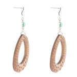 Blue Turquoise Top Carved Wood Earrings - Barse Jewelry