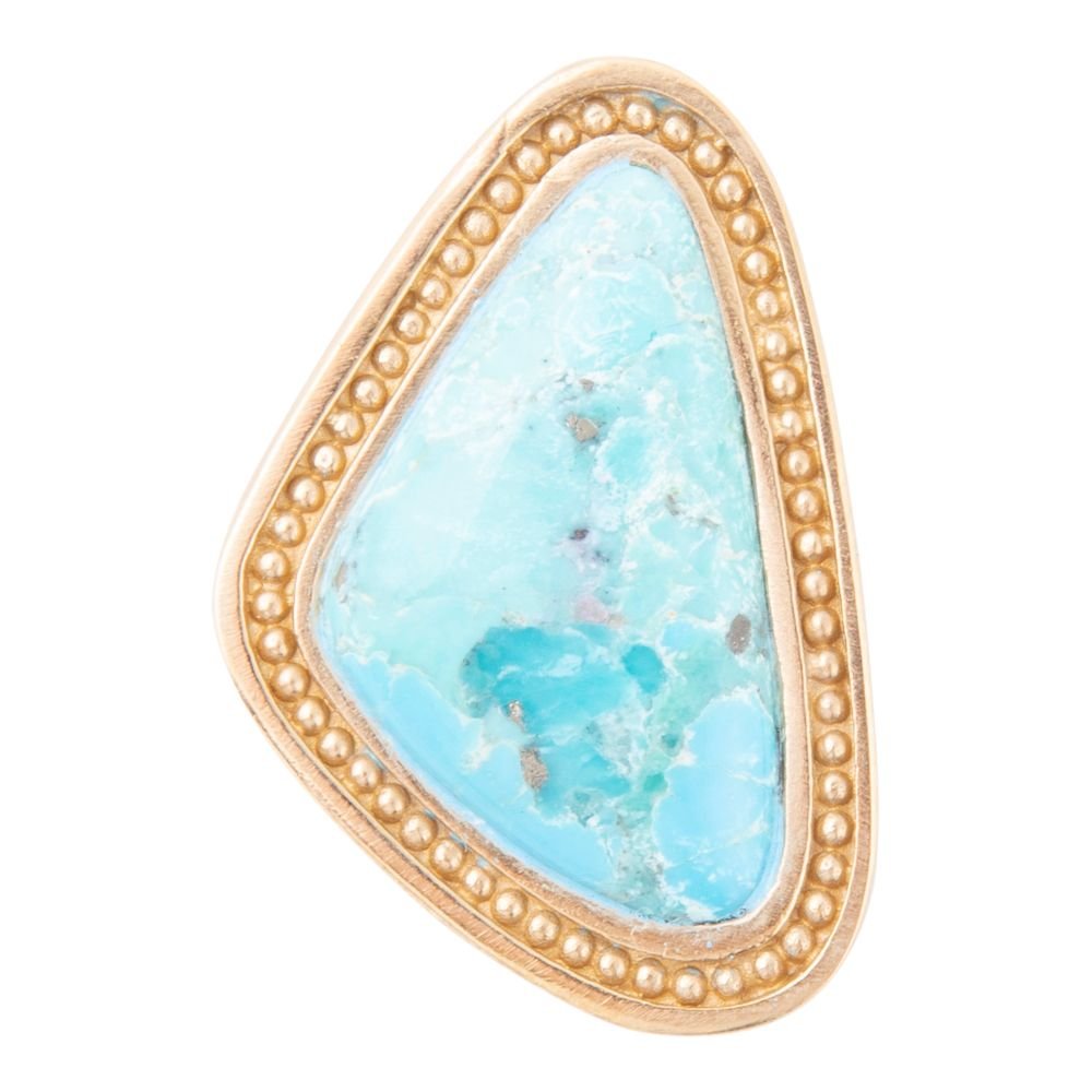Blue Turquoise Triangle Golden Statement Ring - Barse Jewelry
