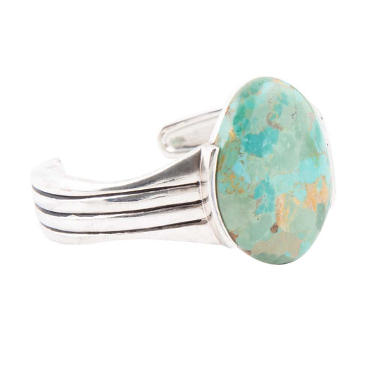 Bold Blue Turquoise and Sterling Silver Cuff Bracelet