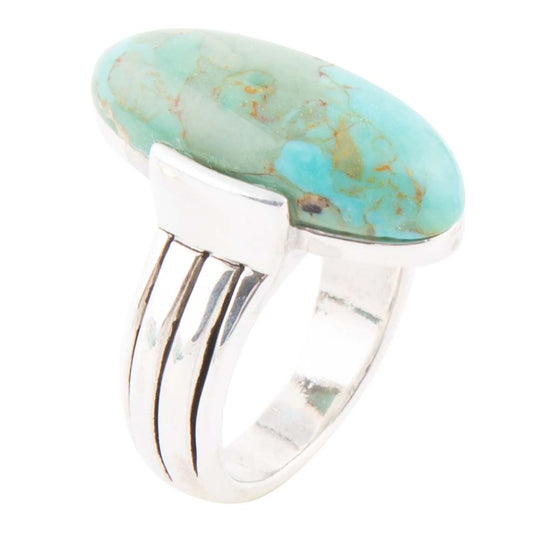 Bold Green Turquoise and Sterling Silver Ring
